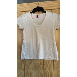 Women's T-Shirt Cherry Pink White Size F see picture has measurement's